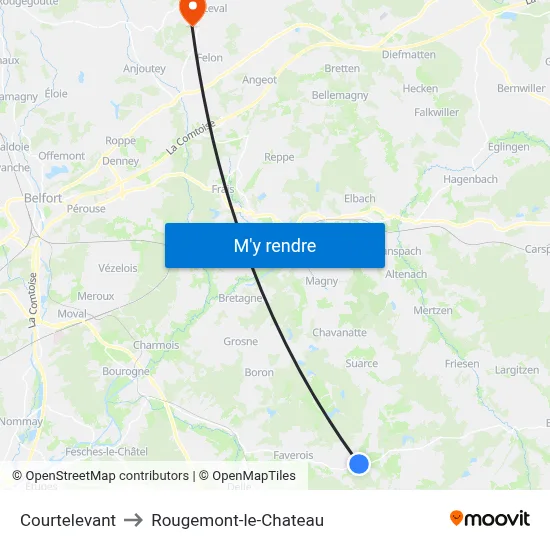 Courtelevant to Rougemont-le-Chateau map