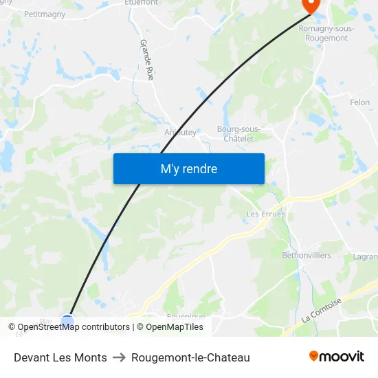 Devant Les Monts to Rougemont-le-Chateau map