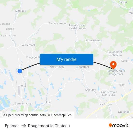 Eparses to Rougemont-le-Chateau map