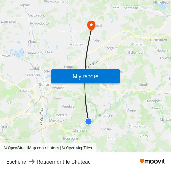 Eschêne to Rougemont-le-Chateau map