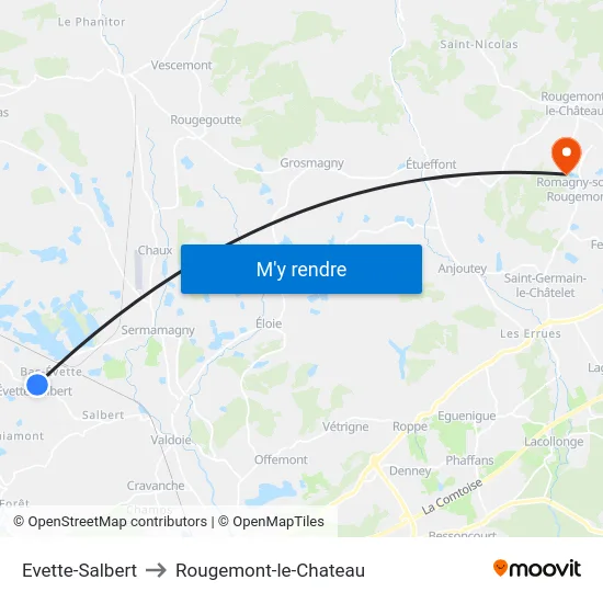 Evette-Salbert to Rougemont-le-Chateau map