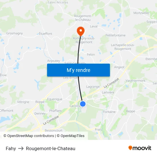 Fahy to Rougemont-le-Chateau map