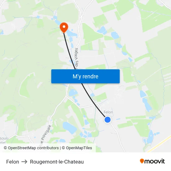 Felon to Rougemont-le-Chateau map