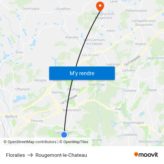 Floralies to Rougemont-le-Chateau map