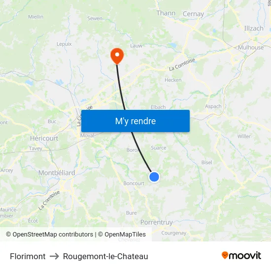 Florimont to Rougemont-le-Chateau map