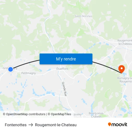 Fontenottes to Rougemont-le-Chateau map