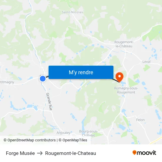 Forge Musée to Rougemont-le-Chateau map