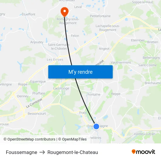 Foussemagne to Rougemont-le-Chateau map