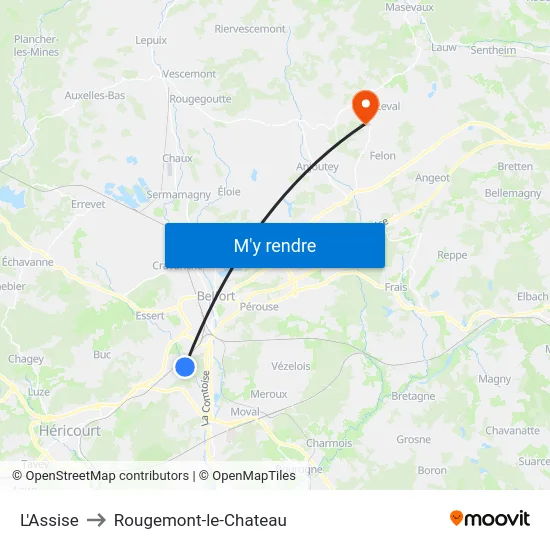 L'Assise to Rougemont-le-Chateau map