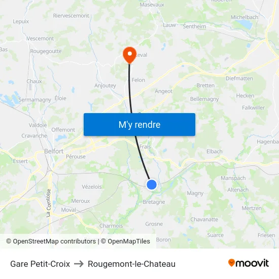 Gare Petit-Croix to Rougemont-le-Chateau map