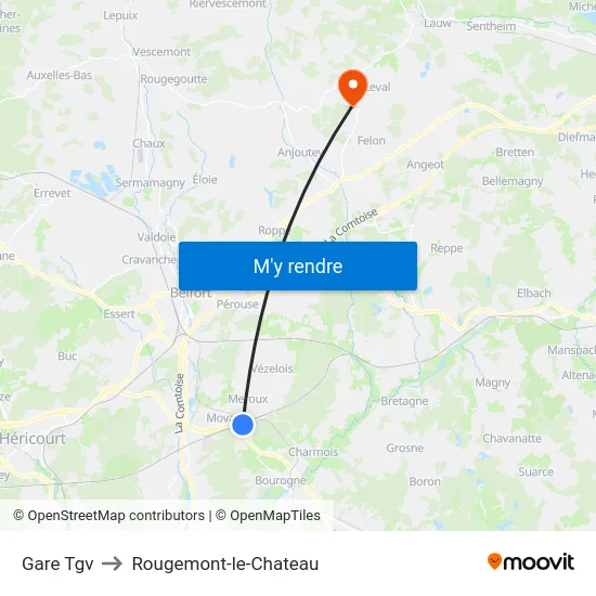 Gare Tgv to Rougemont-le-Chateau map