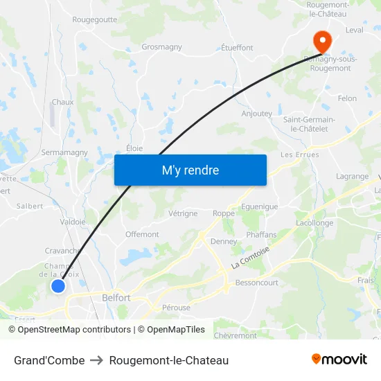 Grand'Combe to Rougemont-le-Chateau map