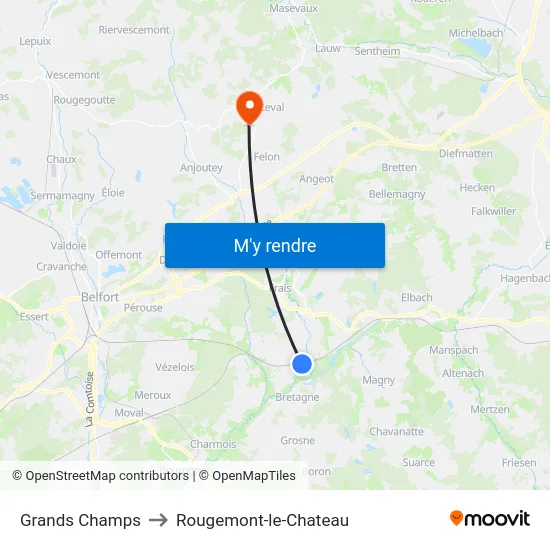 Grands Champs to Rougemont-le-Chateau map