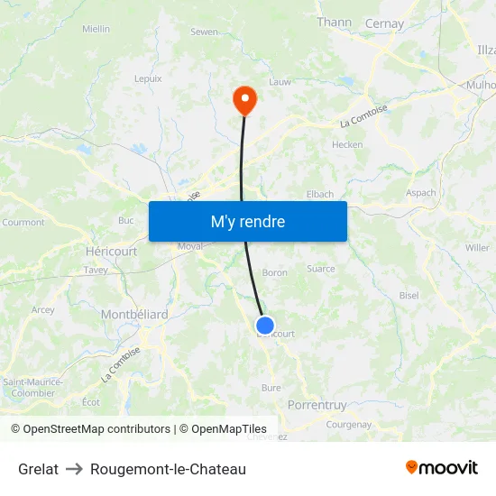 Grelat to Rougemont-le-Chateau map