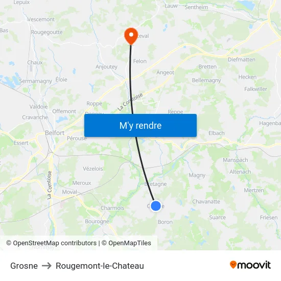Grosne to Rougemont-le-Chateau map