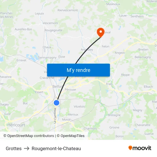 Grottes to Rougemont-le-Chateau map