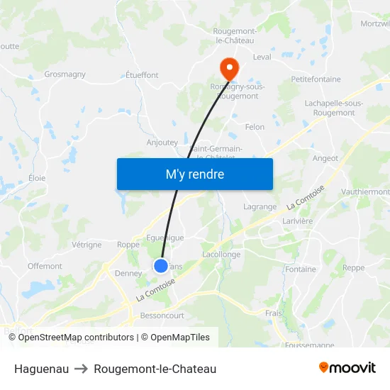 Haguenau to Rougemont-le-Chateau map