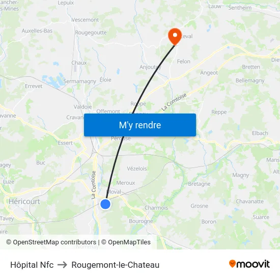 Hôpital Nfc to Rougemont-le-Chateau map