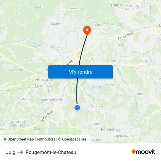 Julg to Rougemont-le-Chateau map