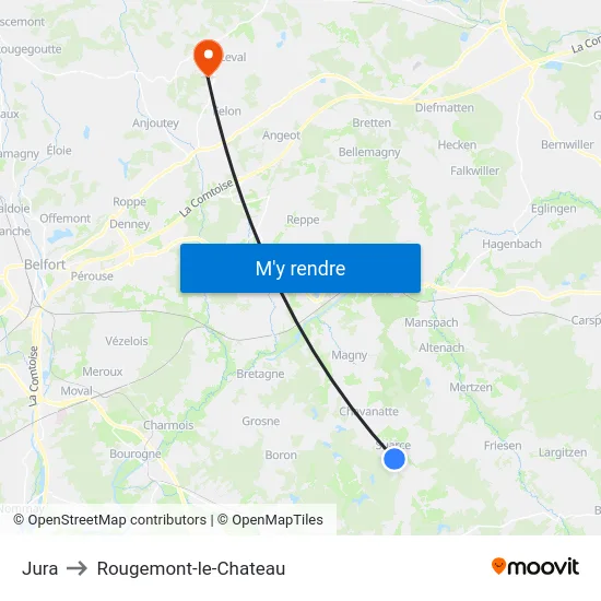 Jura to Rougemont-le-Chateau map