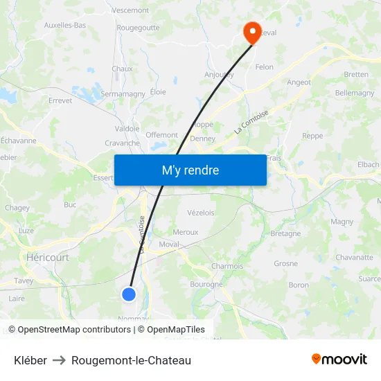 Kléber to Rougemont-le-Chateau map