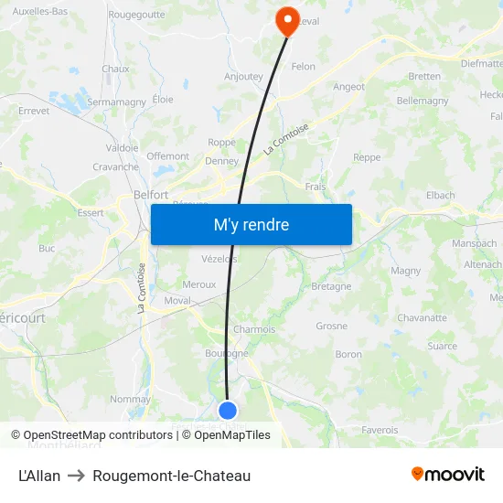 L'Allan to Rougemont-le-Chateau map