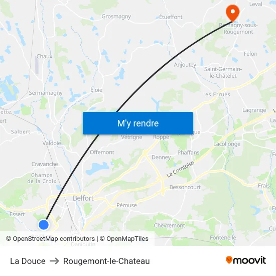 La Douce to Rougemont-le-Chateau map