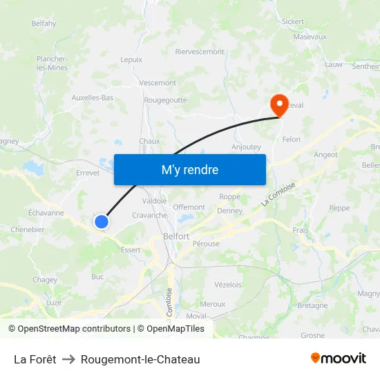 La Forêt to Rougemont-le-Chateau map