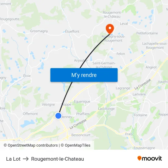 La Lot to Rougemont-le-Chateau map