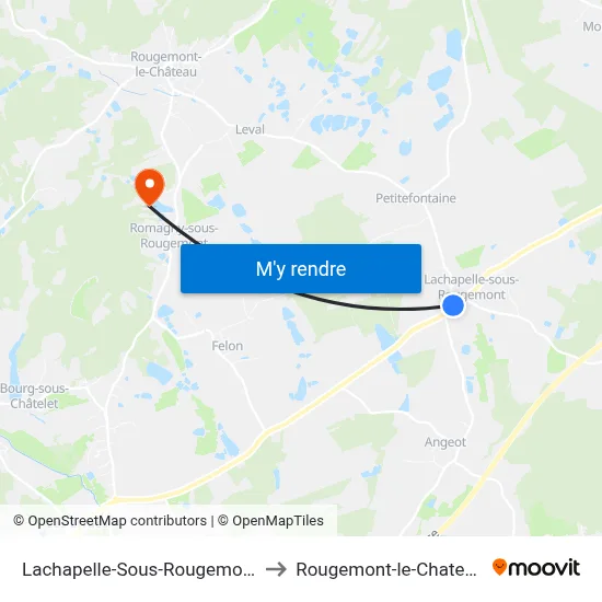 Lachapelle-Sous-Rougemont to Rougemont-le-Chateau map