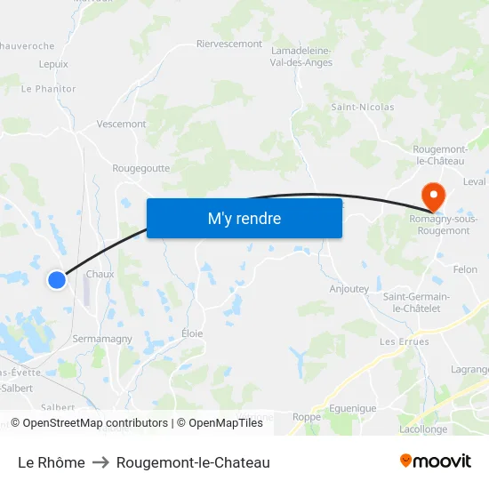 Le Rhôme to Rougemont-le-Chateau map