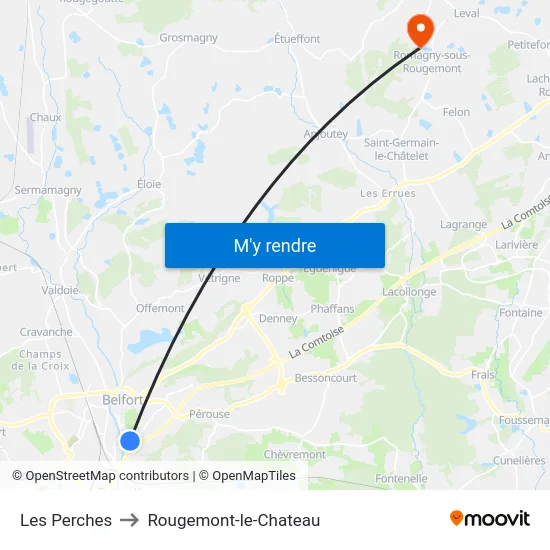 Les Perches to Rougemont-le-Chateau map