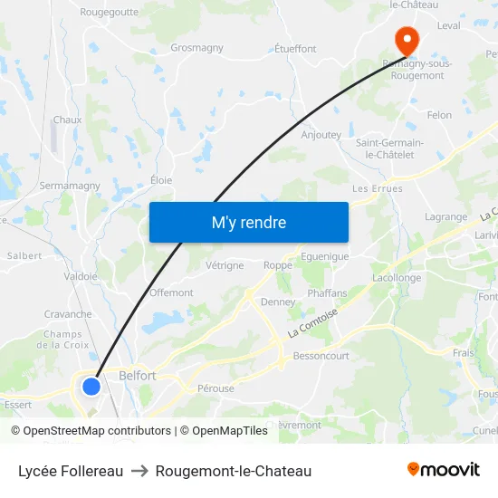Lycée Follereau to Rougemont-le-Chateau map