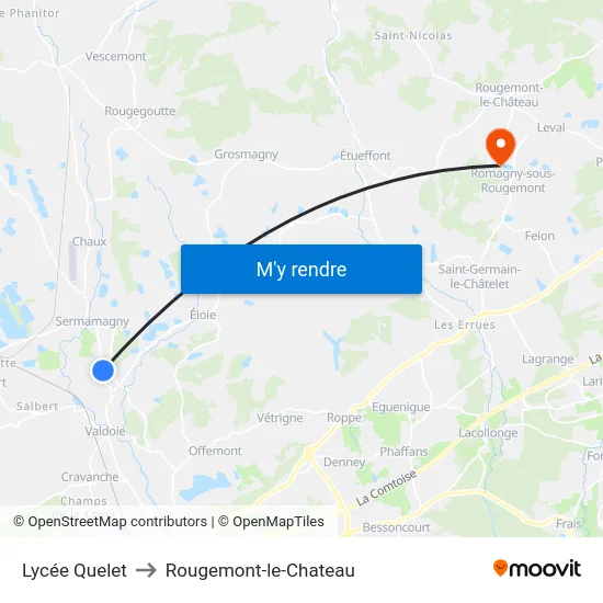 Lycée Quelet to Rougemont-le-Chateau map