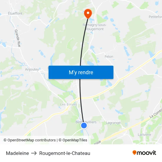 Madeleine to Rougemont-le-Chateau map