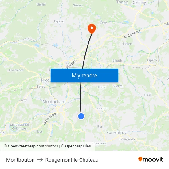 Montbouton to Rougemont-le-Chateau map