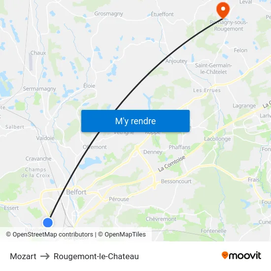 Mozart to Rougemont-le-Chateau map