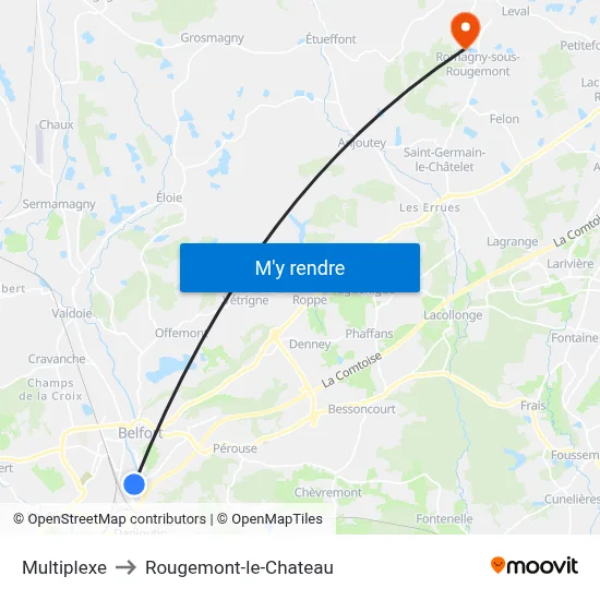 Multiplexe to Rougemont-le-Chateau map