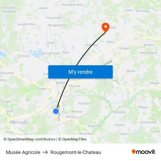 Musée Agricole to Rougemont-le-Chateau map