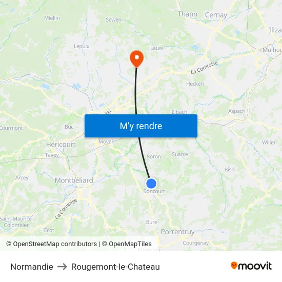 Normandie to Rougemont-le-Chateau map