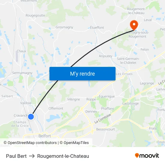 Paul Bert to Rougemont-le-Chateau map