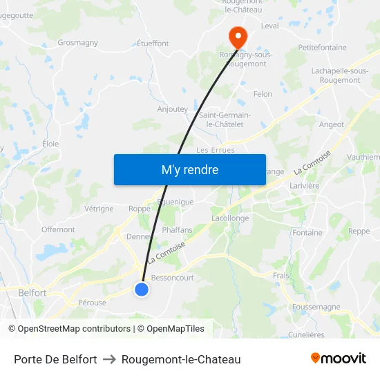 Porte De Belfort to Rougemont-le-Chateau map