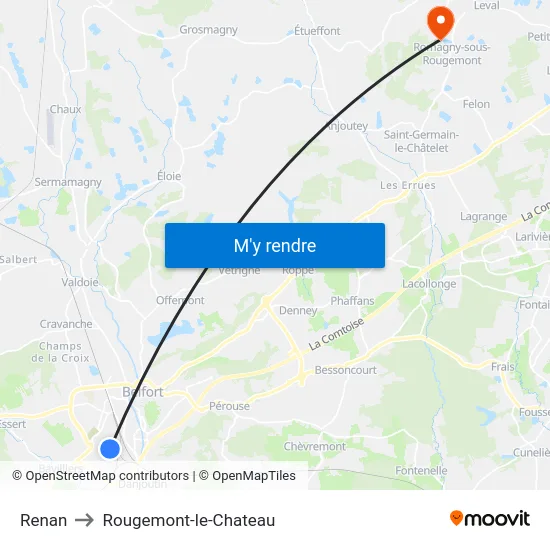 Renan to Rougemont-le-Chateau map