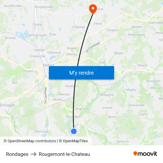 Rondages to Rougemont-le-Chateau map