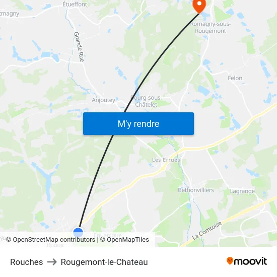 Rouches to Rougemont-le-Chateau map