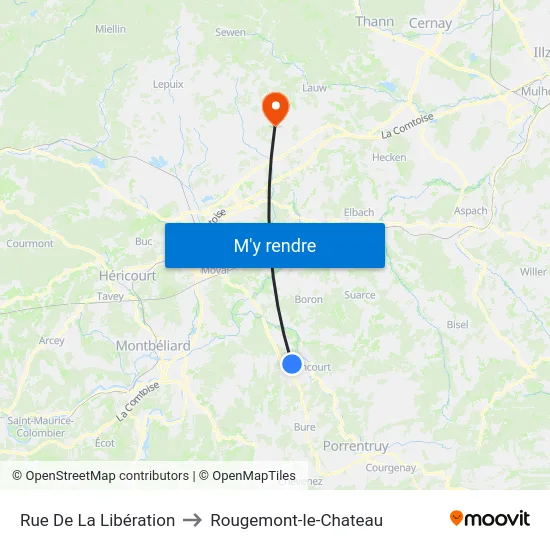 Rue De La Libération to Rougemont-le-Chateau map