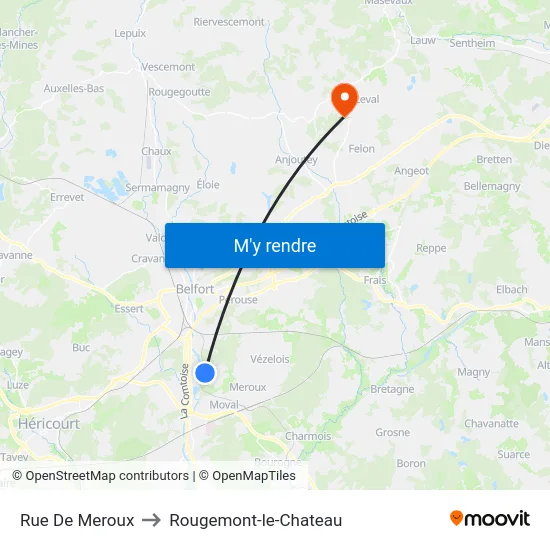 Rue De Meroux to Rougemont-le-Chateau map