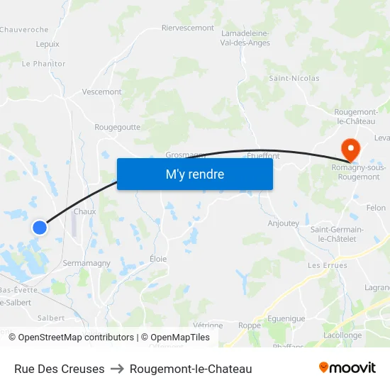Rue Des Creuses to Rougemont-le-Chateau map