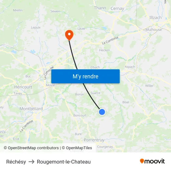 Réchésy to Rougemont-le-Chateau map