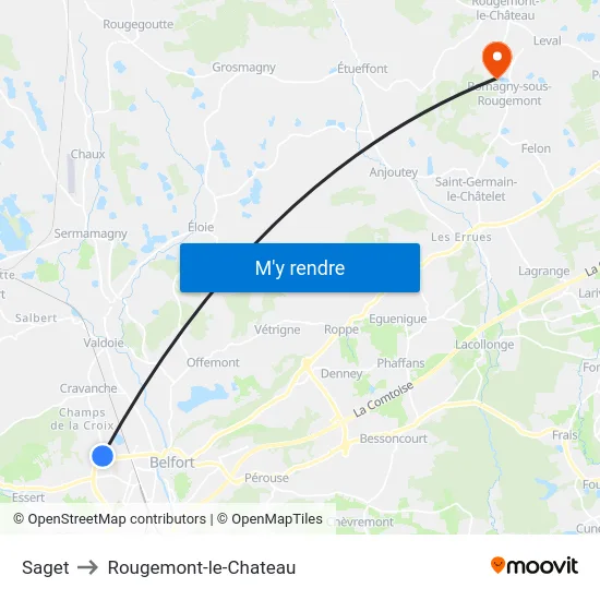 Saget to Rougemont-le-Chateau map